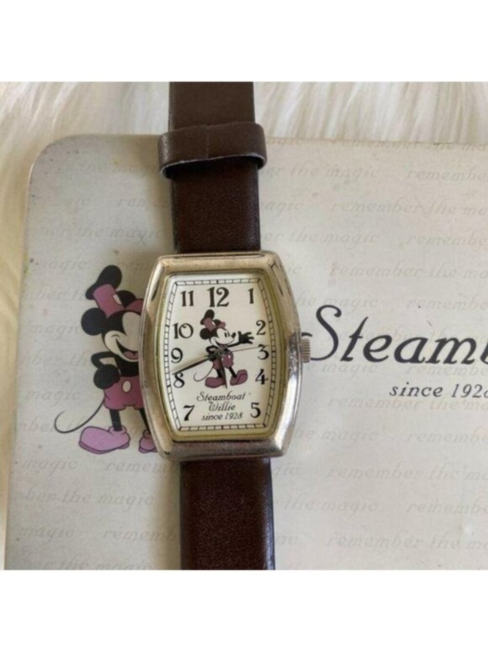 Disney Minnie Mouse Steamboat Willie Watch With Brown Strap